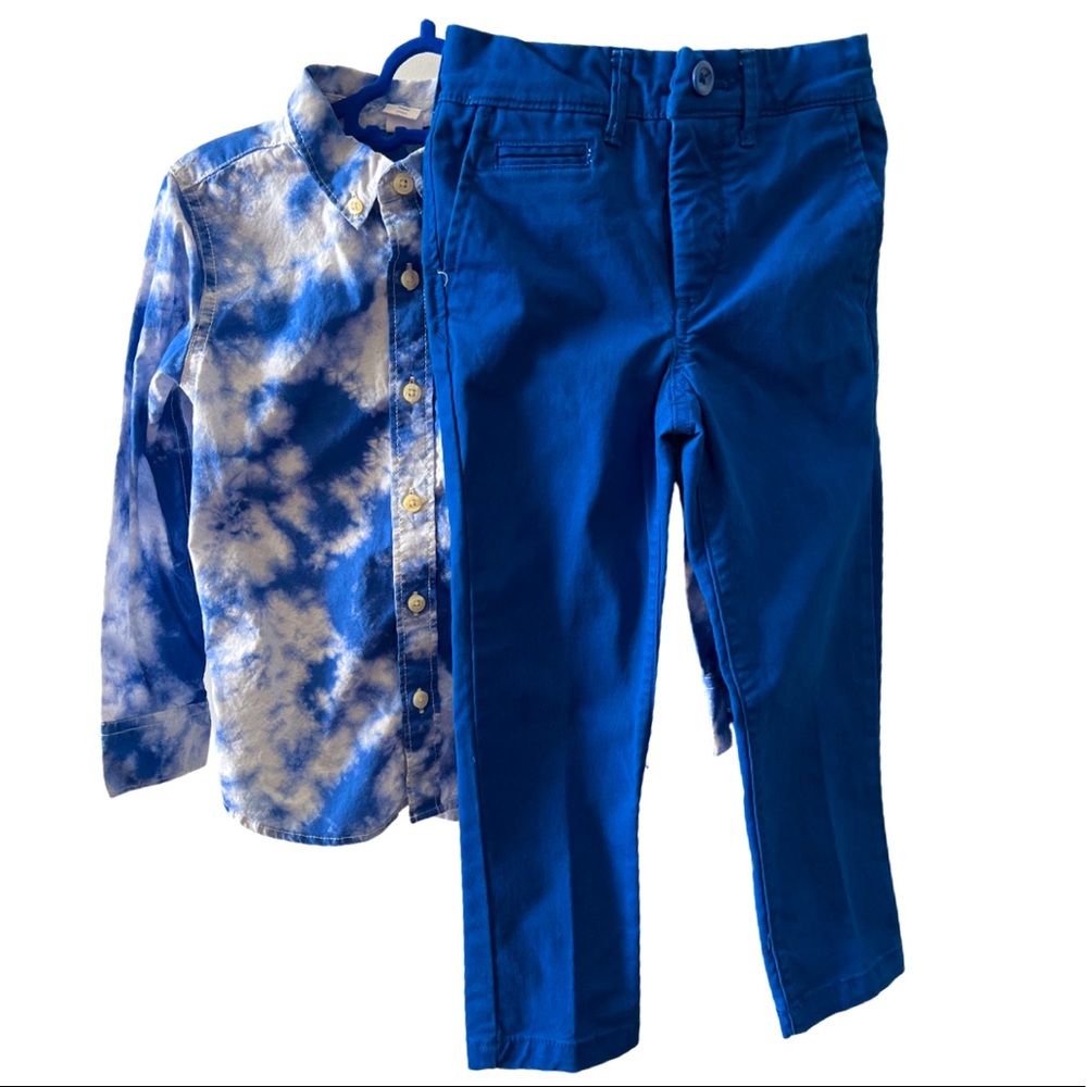 Baby Gap Boy/Toddler Two Piece Outfit, Stretch Bottom Blue Pants & Long Sleeve